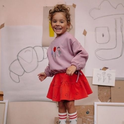 Sproet & Sprout boxy sweatshirt girls bows painters blush-2