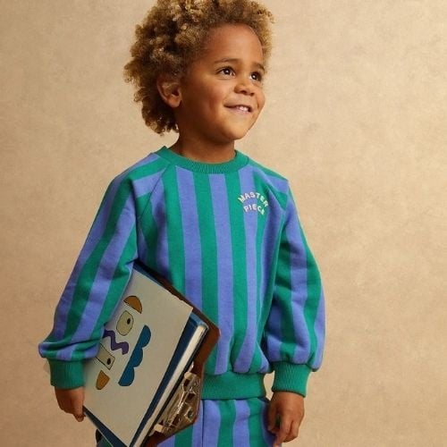 Sproet & Sprout sweatshirt block stripes deep green-2