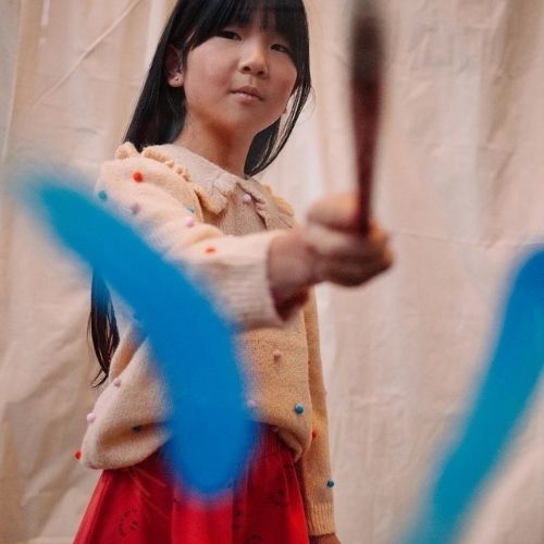Sproet & Sprout smock skirt club chaos print vivid red-2