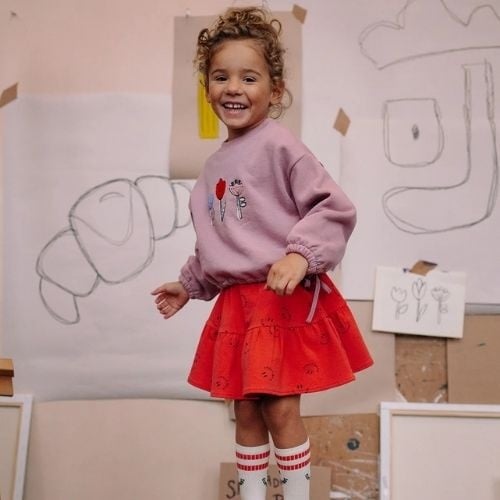 Sproet & Sprout smock skirt club chaos print vivid red-3