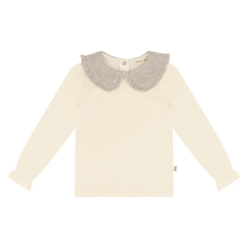 House of Jamie collar tee cream & shimmer beige-1