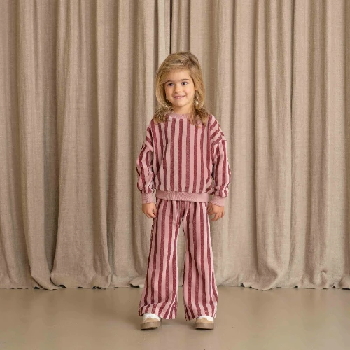 House of Jamie flared pants ruby stripes velvet-3