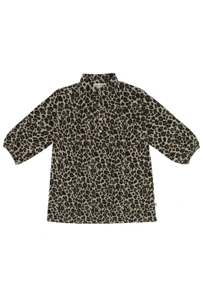 House of Jamie shirt collar dress leopard moonlight jacquard