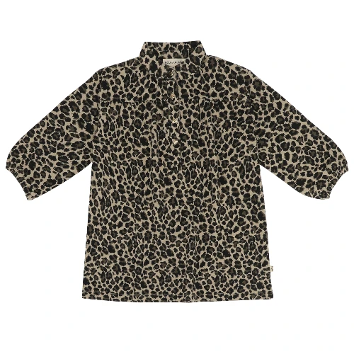House of Jamie shirt collar dress leopard moonlight jacquard-1