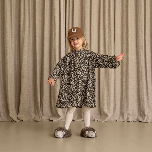 House of Jamie shirt collar dress leopard moonlight jacquard-5