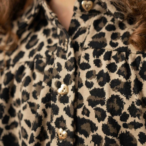 House of Jamie shirt collar dress leopard moonlight jacquard-7