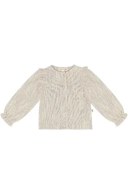 House of Jamie preppy cardigan sandshell glamour tweed jacquard