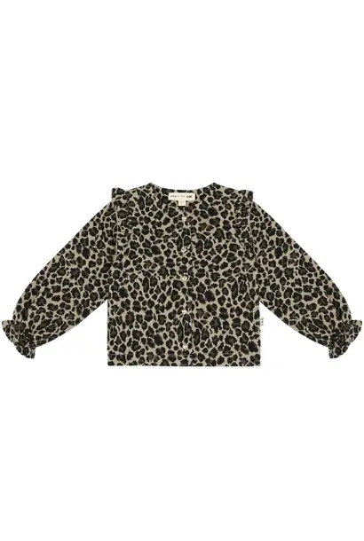 House of Jamie preppy cardigan leopard moonlight jacquard
