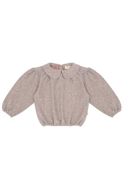 House of Jamie puff balloon collar jumper mauve rose lurex