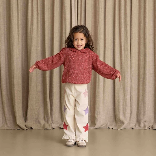 House of Jamie puff balloon collar jumper ruby sparkle-2