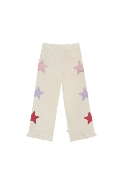 House of Jamie stars classic ruffled pants sandshell rib velvet