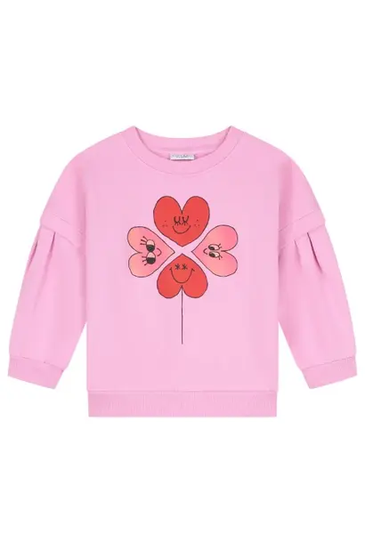 Daily Brat sweater four hearts pink