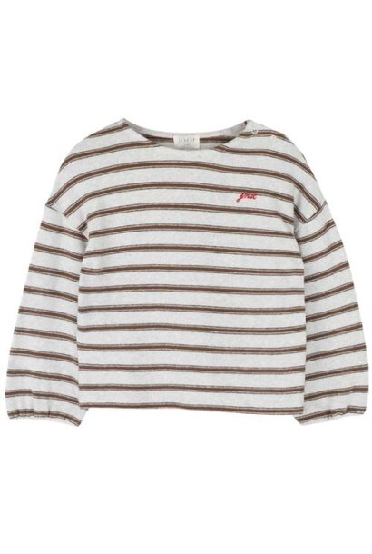 Jenest jacky ls tshirt brown grey melange