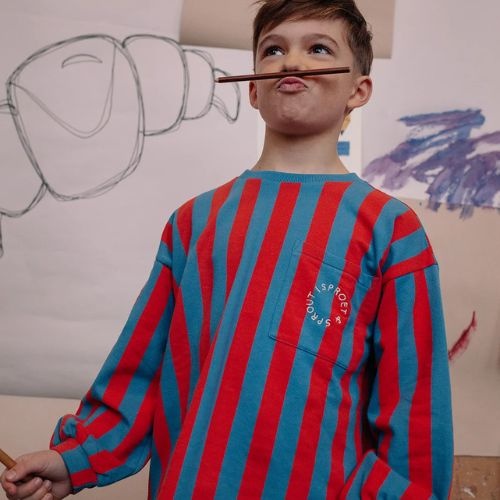 Sproet & Sprout sweatshirt boxy ls block stripe chalkboard blue-2
