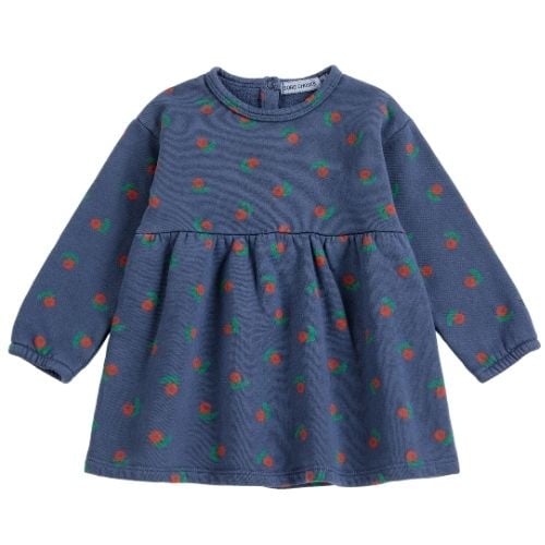 Bobo Choses stamp bloom all over fleece dress navy blue-1
