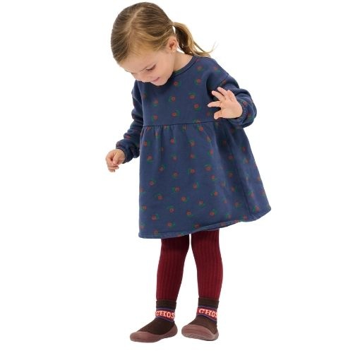 Bobo Choses stamp bloom all over fleece dress navy blue-2