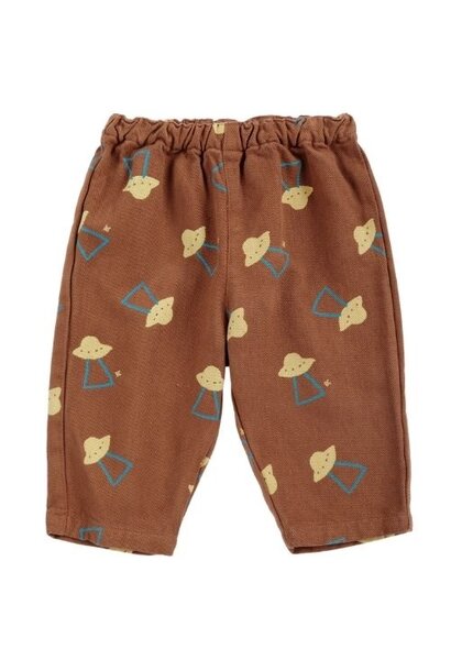 Bobo Choses pixel abduction all over woven pants brown