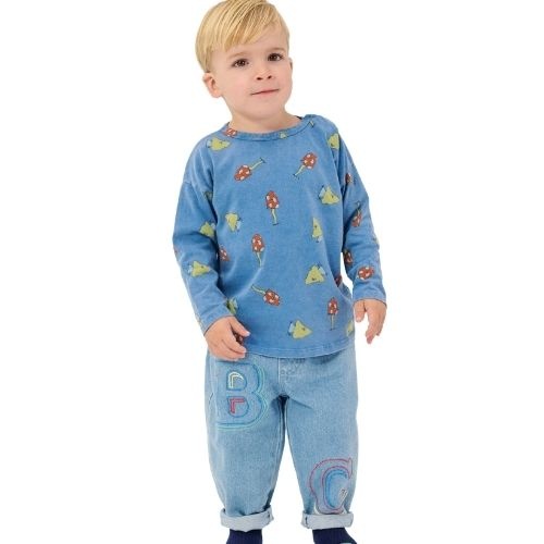 Bobo Choses b.c. embossed denim pants blue-2