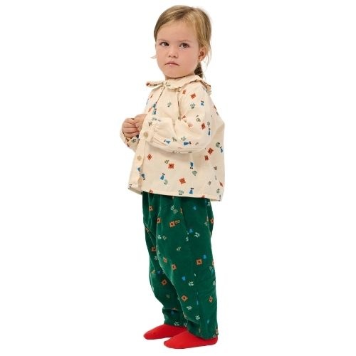 Bobo Choses blossom all over corduroy pants dark green-2
