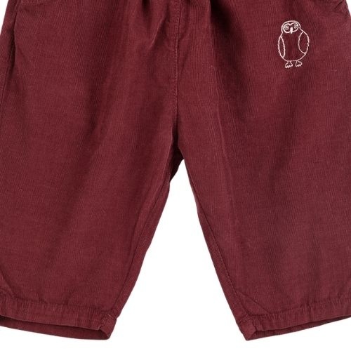 Bobo Choses curious owl corduroy pants burgundy red-3