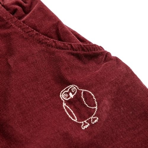 Bobo Choses curious owl corduroy pants burgundy red-4