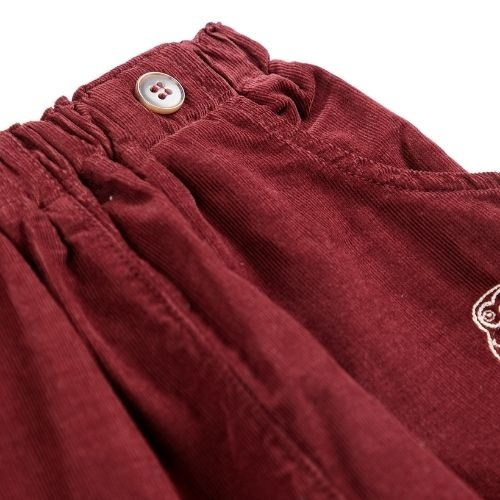 Bobo Choses curious owl corduroy pants burgundy red-5