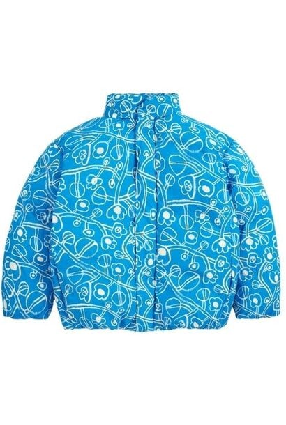 Bobo Choses sketchy flowers all over anorak blue