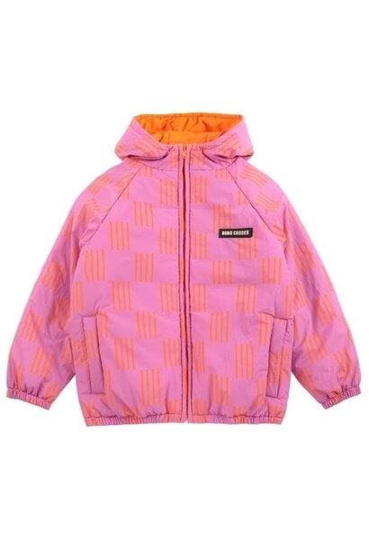 Bobo Choses almost moiré all over reversible anorak fuchsia