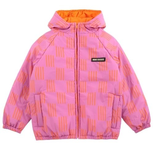 Bobo Choses almost moiré all over reversible anorak fuchsia-1