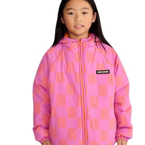 Bobo Choses almost moiré all over reversible anorak fuchsia-3