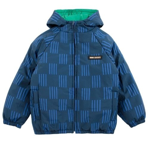 Bobo Choses almost moiré all over reversible anorak navy blue-1