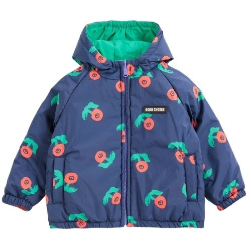 Bobo Choses stamp bloom all over reversible anorak navy blue-1