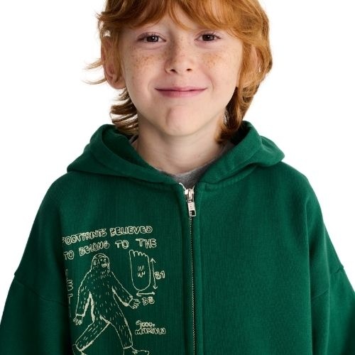 Bobo Choses mr. footish zipped hoodie dark green-2