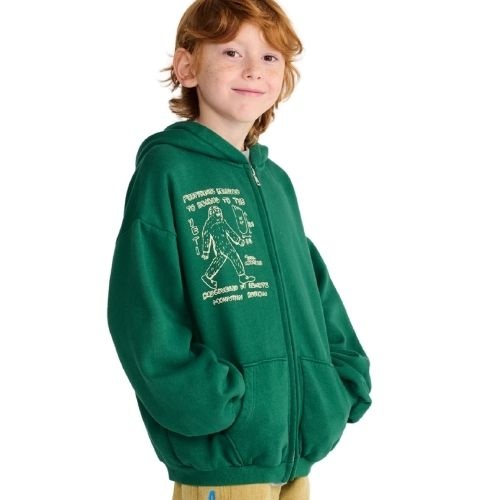 Bobo Choses mr. footish zipped hoodie dark green-3