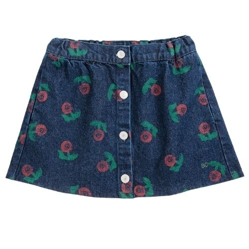 Bobo Choses stamp bloom all over denim skirt navy blue-1