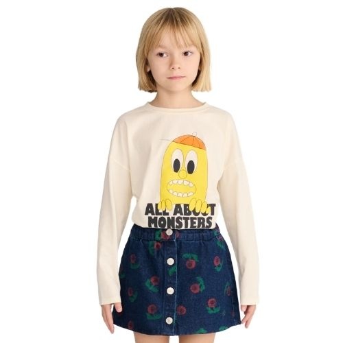 Bobo Choses stamp bloom all over denim skirt navy blue-2