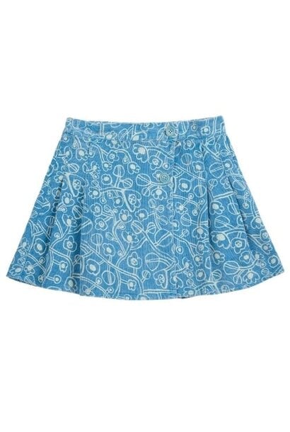 Bobo Choses sketchy flowers all over corduroy skirt blue