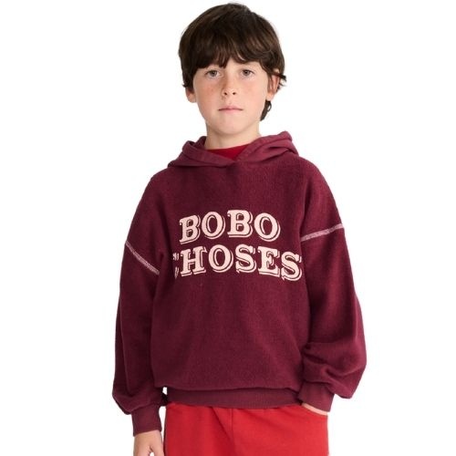 Bobo Choses bobo choses embossed hoodie burgundy red-2
