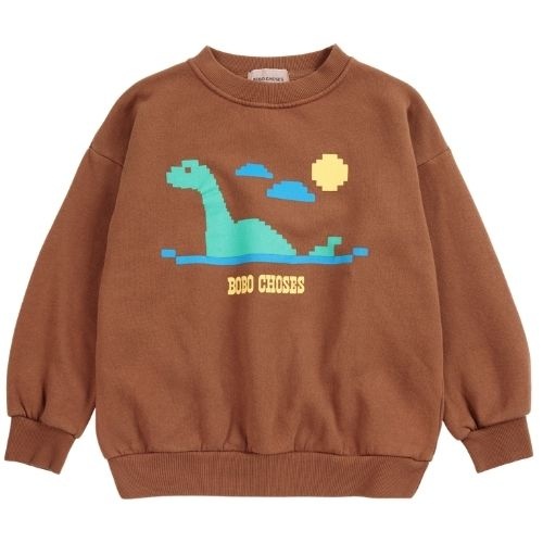 Bobo Choses lake monster sweatshirt dark brown-1