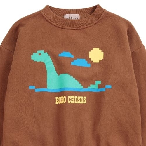Bobo Choses lake monster sweatshirt dark brown-3