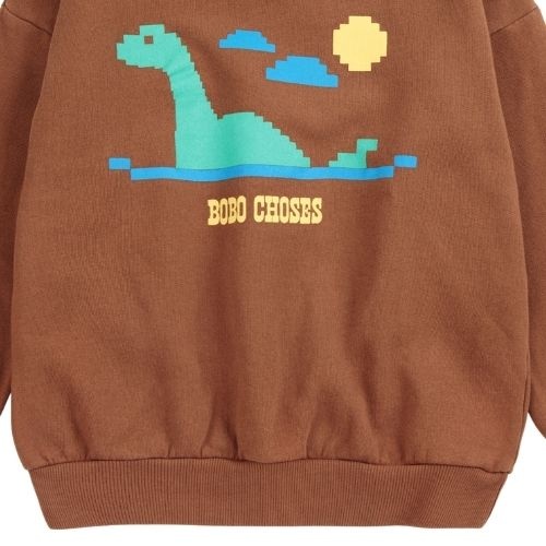 Bobo Choses lake monster sweatshirt dark brown-4