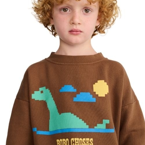 Bobo Choses lake monster sweatshirt dark brown-2