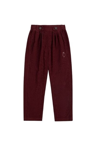 Bobo Choses curious owl corduroy pleated pants burgundy red