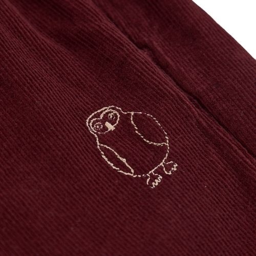 Bobo Choses curious owl corduroy pleated pants burgundy red-7
