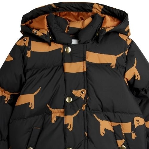 Mini Rodini dog aop hooded puffer black-3