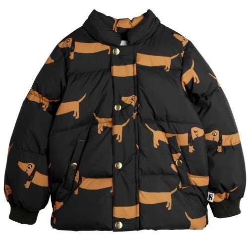 Mini Rodini dog aop hooded puffer black-2
