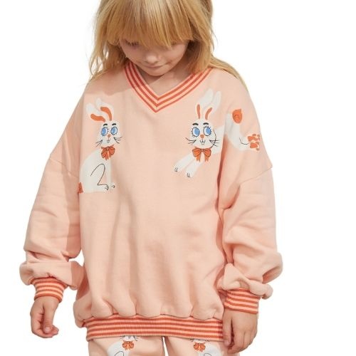 Mini Rodini rabbits sp sweatshirt pink-2