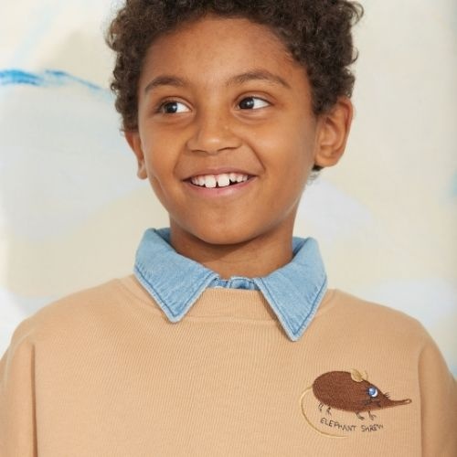 Mini Rodini elephant shrew emb sweatshirt beige-2