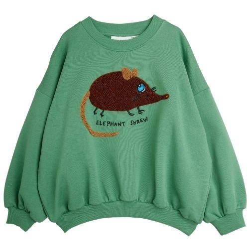 Mini Rodini elephant shrew chenille sweatshirt green-1