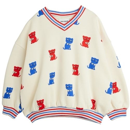 Mini Rodini kittens aop sweatshirt off-white-1